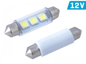 ŻARÓWKA C5W SV8.5 41MM 12V 3* SMD LED BIAŁA KPL 2 SZT.