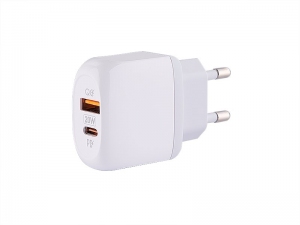 SZYBKA ŁADOWARKA SIECIOWA ZASILACZ 20W WYJŚCIE USB + WYJŚCIE USB-C  QC3.0 MYWAY