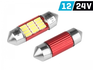 ŻARÓWKA C5W SV8.5 31MM 12/24V 12* SMD LED NONPOLAR CANBUS BIAŁA KPL 2 SZT.