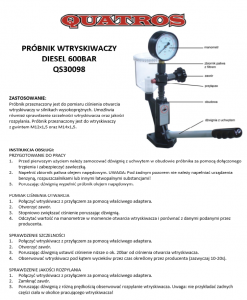 PRÓBNIK WTRYSKIWACZY DIESEL 600BAR