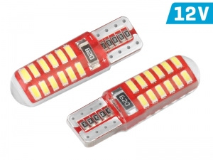 ŻARÓWKA W5W T10 12V 24* SMD LED CANBUS SILIKONOWA OPRAWKA BIAŁA KPL 2 SZT.