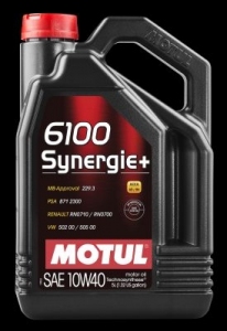 OLEJ MOTUL 6100 SYNERGIE + 10W40 5L ACEA:A3/B4 API:SL/CF VW: 505.00/502.00, MB:229.3 5L MOTUL