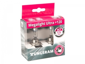 ŻARÓWKA H7 KPL + 120% ŚWIATŁA MEGALIGHT ULTRA TUNGSRAM