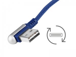 KABEL DO ŁADOWANIA I SYNCHRONIZACJI 120CM W OPLOCIE Z MIKROFIBRY DWUSTRONNE KĄTOWE USB - USB-C   MYWAY