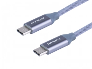 KABEL DO ŁADOWANIA I SYNCHRONIZACJI W OPLOCIE Z MIKROFIBRY 120CM USB-C  -  USB-C  v2.0   MYWAY