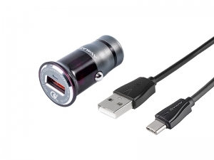 ŁADOWARKA SAMOCHODOWA 12/24V QC3.0    1 * USB  + KABEL Z WTYCZKĄ USB-C   MYWAY