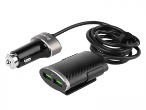 ŁADOWARKA SAMOCHODOWA 12/24V  2*USB  +  2*USB 5.1A AUTO ID NA PRZEWODZIE 100CM Z KLIPSEM   MYWAY