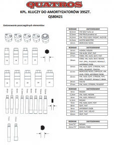 KPL. KLUCZY DO AMORTYZATORÓW 39 SZT.