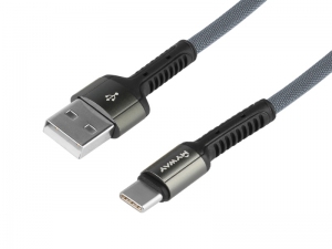 KABEL DO ŁADOWANIA I SYNCHRONIZACJI W OPLOCIE Z MIKROFIBRY 200CM   USB - USB-C   MYWAY