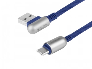 KABEL DO ŁADOWANIA I SYNCHRONIZACJI 120CM W OPLOCIE Z MIKROFIBRY DWUSTRONNE KĄTOWE USB - USB-C   MYWAY