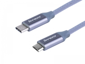 KABEL DO ŁADOWANIA I SYNCHRONIZACJI W OPLOCIE Z MIKROFIBRY 120CM  USB-C  -  microUSB   MYWAY