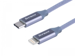 KABEL DO ŁADOWANIA I SYNCHRONIZACJI W OPLOCIE Z MIKROFIBRY 120CM USB-C   -   APPLE IPHONE   MYWAY