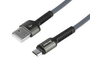 KABEL DO ŁADOWANIA I SYNCHRONIZACJI W OPLOCIE Z MIKROFIBRY 200 CM   USB - microUSB   MYWAY