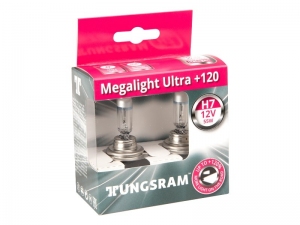 ŻARÓWKA H7 KPL + 120% ŚWIATŁA MEGALIGHT ULTRA TUNGSRAM ŻARÓWKA H7 KPL + 120% ŚWIATŁA MEGALIGHT ULTRA TUNGSRAM